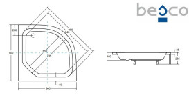 Душевой поддон Besco Diper II 90х90 см акрил белый #BAD-90-II