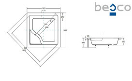 Душевой поддон Besco Igor 90х90 см с сиденьем акрил белый #BAI-90
