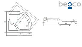 Душевой поддон Besco Maxi 120x85 см R правый акрил белый BAM-120-NP