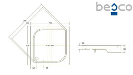 Душовий піддон Besco Oskar 70х70 см акрил білий #BAO-70-PK
