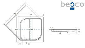 Душовий піддон Besco Oskar 80х80 см акрил білий #BAO-80-PK