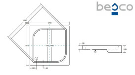 Душевой поддон Besco Oskar 90х90 см акрил белый #BAO-90-PK