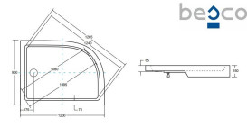 Душевой поддон Besco Saturn 120x90 см R правый акрил белый #BAS-120-NP