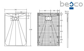 Душевой поддон Besco Vexo 120х90 см SMC белый BV-120-90-P
