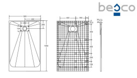 Душевой поддон Besco Vexo 140х90 см SMC черный BVB-140-90-P