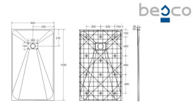 Душевой поддон Besco Vexo 150х90 см SMC белый BV-150-90-P