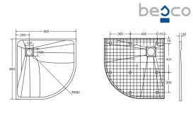 Душевой поддон Besco Vexo 90х90 см SMC черный BVB-90-90-P
