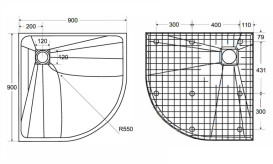Душевой поддон Besco Vexo 90х90 см SMC черный мрамор VMB-90-90-P