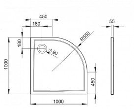 Душевой поддон четверть круга Devit Comfort 100х100 см акрил белый с сифоном FTR1223