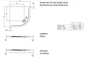 Душевой поддон четверть круга Kolpa San Eisa 90x90 см акрил белый 995200