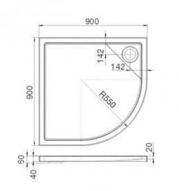 Душевой поддон четверть круга Roca Malaga Rondo 90х90 см акрил белый A276259000