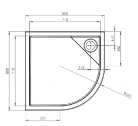 Душевой поддон четверть круга Roca Malaga Rondo 80х80 см акрил белый A276257000