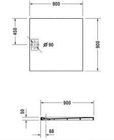 Душевой поддон Duravit Stonetto 90х90 см искусственный камень DuraSolid белый 720146380000000