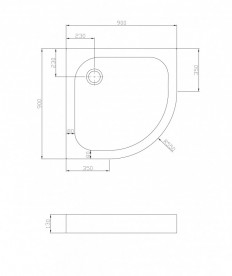 Душовий піддон Eger Balaton 90х90 см чверть кола акрил білий 599-507 / 2-15