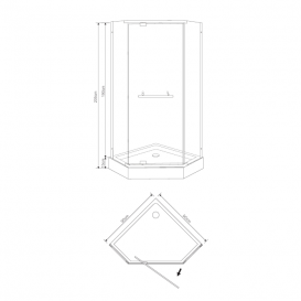 Душевой поддон Eger Talany 90х90 см пятиугольный акрил белый 599-555/2