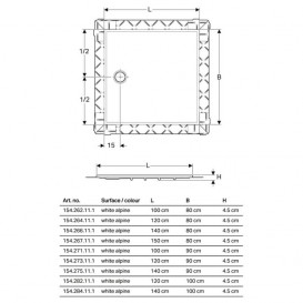 Душевой поддон Geberit Setaplano прямоугольный 100х120 см Varicor® белый 154.282.11.1