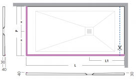 Душевой поддон Hatria Dedicato Edge L 1001-1099x700 мм RH SOLITEX палитра на выбор Y1S5