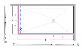 Душевой поддон Hatria Dedicato Edge L 1201-1299x700 мм RH SOLITEX палитра на выбор Y1S7