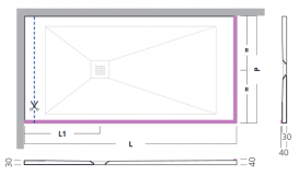 Душевой поддон Hatria Dedicato Edge L 1301-1399x1000 мм SX/LT SOLITEX палитра на выбор Y6AG
