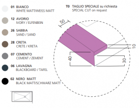 Душевой поддон Hatria Dedicato Edge L 901-999x1000 мм RH SOLITEX палитра на выбор Y6AV