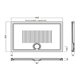 Душовий піддон Hatria Lif H3 140x80 см кераміка білий 00Y1ZV01