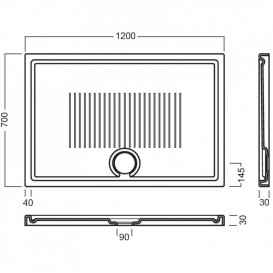 Душевой поддон Hatria LIF H3 Alchemy 120х70 см керамика белый матовый A0Y1ZZ25