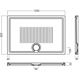 Душевой поддон Hatria LIF H3 Alchemy 120х80 см керамика белый матовый с сифоном PCY1ZX25
