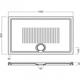 Душевой поддон Hatria LIF H3 Alchemy 140х80 см керамика белый матовый A0Y1ZV25