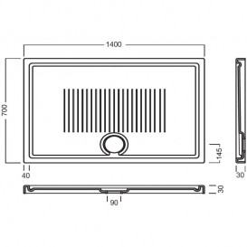 Душовий піддон Hatria LIF H3 Alchemy 140х70 см кераміка білий матовий з сифоном PCY1ZW25