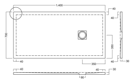 Душовий піддон Hatria Lif H3 Evo 140x70 см фаянс/пластик білий глянцевий 00Y9BH01