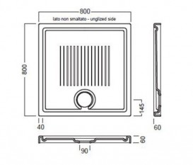 Душовий піддон Hatria LIF.ST showertrays HEAVYCRIL 1400x800x45 YXEZ01