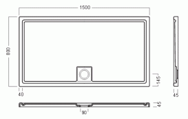 Душовий піддон Hatria LIF.ST showertrays HEAVYCRIL 1500x800x45 YXF201