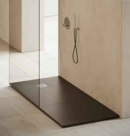 Душевой поддон Hatria Petra H3 Levigato 90x80 см с сифоном керамика черный матовый PL09008000200