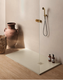 Душовий піддон Hatria Petra H3 Naturale 100x70 см з сифоном кераміка айворі PN1000700121T