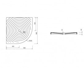 Душовий піддон Marmorin Rosa 90х90 см штучний камінь білий 255 090 2xx