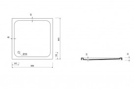 Душовий піддон Marmorin Ceti 80х80 см штучний камінь білий 180 080 2xx