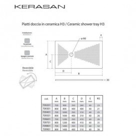 Душовий піддон з кераміки Kerasan Nolita 140х70 см білий 709801