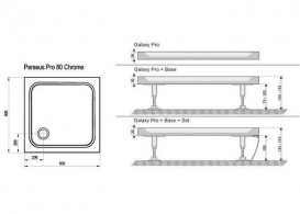 Душевой поддон из литого мрамора Ravak Perseus Pro-80 Chrome белый XA044401010