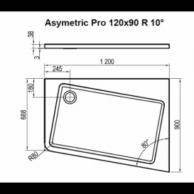 Душевой поддон из литого мрамора Ravak Asymetric Pro 10° 120x90 R белый XA25G70101P