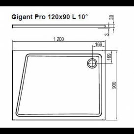Душовий піддон з литого мармуру Ravak Gigant Pro 10 ° 120x90 L білий XA05G70101L