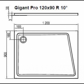 Душовий піддон з литого мармуру Ravak Gigant Pro 10 ° 120x90 R білий XA05G70101P
