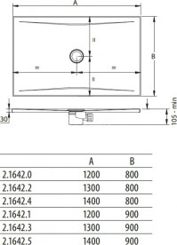 Душовий піддон Jika Cubito Pure 140х90 см сталь чорний H2164250160001