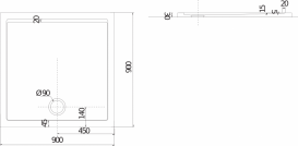 Душовий піддон Jika Padana квадратний 90x90 см мармур білий H2119320000001