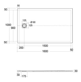 Душовий піддон Kludi Terra 100х160 см композит білий матовий 08DW1553