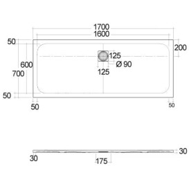 Душовий піддон Kludi Terra 170х70 см композит сіро-бежевий матовий 08DW19O2