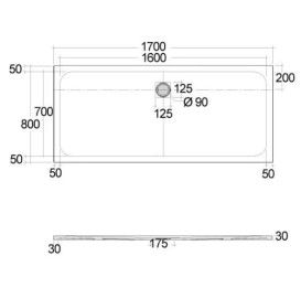 Душевой поддон Kludi Terra 170х80 см композит черный матовый 08DW2039