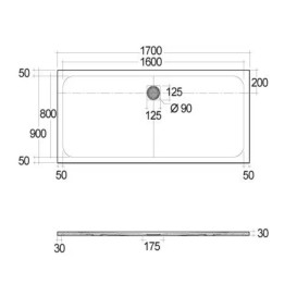 Душовий піддон Kludi Terra 170х90 см композит білий матовий 09DW2253