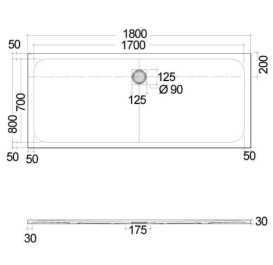 Душовий піддон Kludi Terra 180х80 см композит чорний матовий 08DW2139