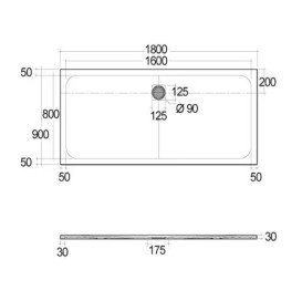 Душовий піддон Kludi Terra 180х90 см композит білий матовий 09DW2353