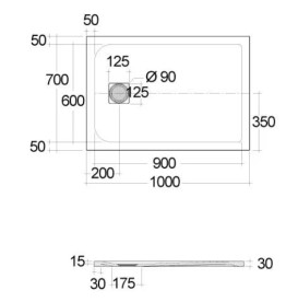 Душевой поддон Kludi Terra 70х100 см композит черный матовый 08DW0339